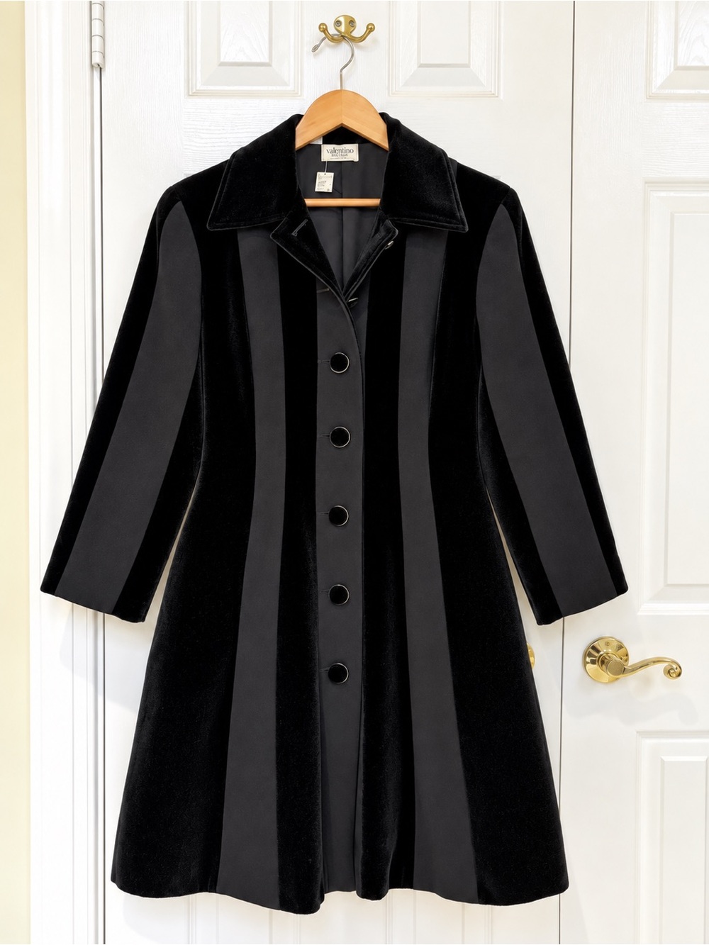 Vintage Valentino Boutique Black Velvet Paneled Coat